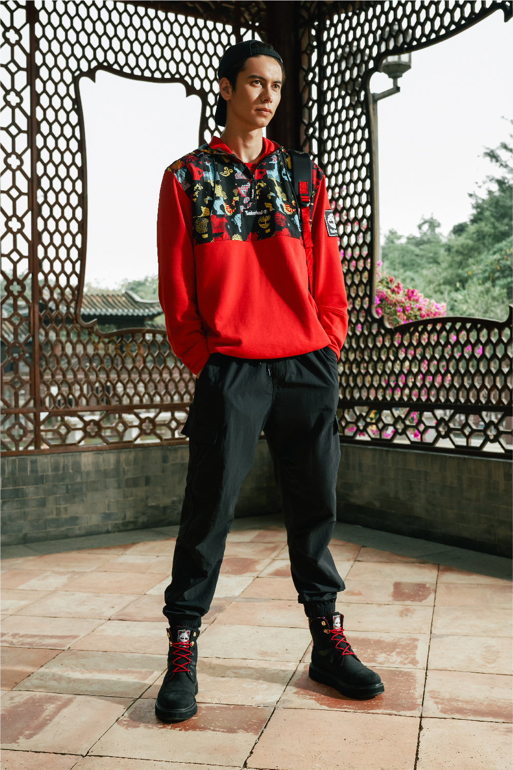 timberland hoodie red