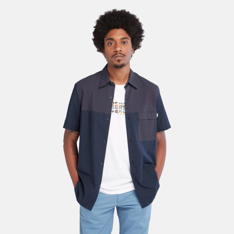 Men’s Mix Media Seersucker Pocket Shirt