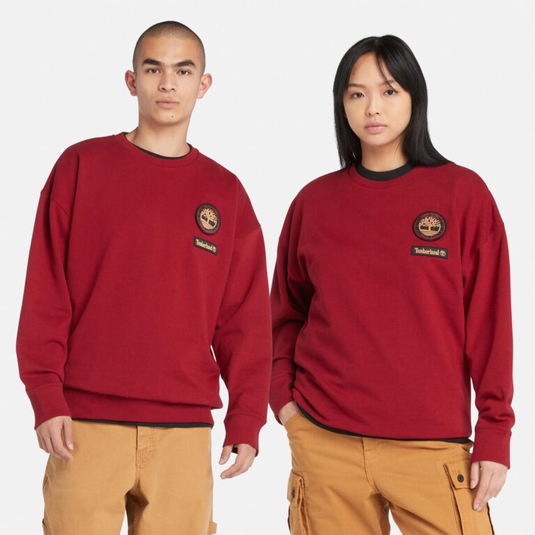 All Gender Lunar New Year Badge Crewneck Sweatshirt In Biking Red